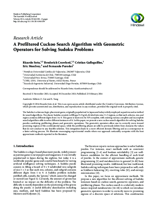  PDF A Prefiltered Cuckoo Search Algorithm With Geometric Operators 