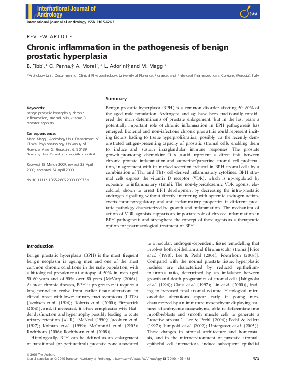 (PDF) Chronic inflammation in the pathogenesis of benign prostatic ...