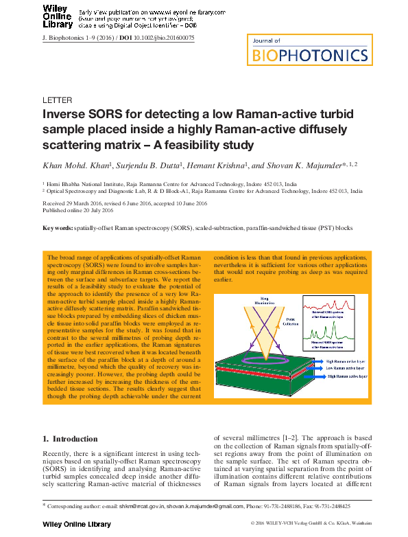 (PDF) Inverse SORS for detecting a low Ramanactive turbid sample