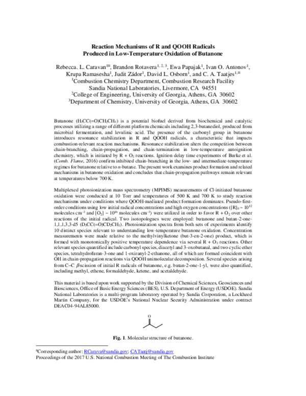 (PDF) Reaction Mechanisms of R and QOOH Radicals Produced in Low ...