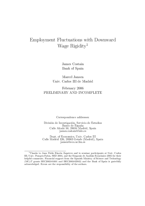 (PDF) Employment Fluctuations with Downward Wage Rigidity: The Role of ...