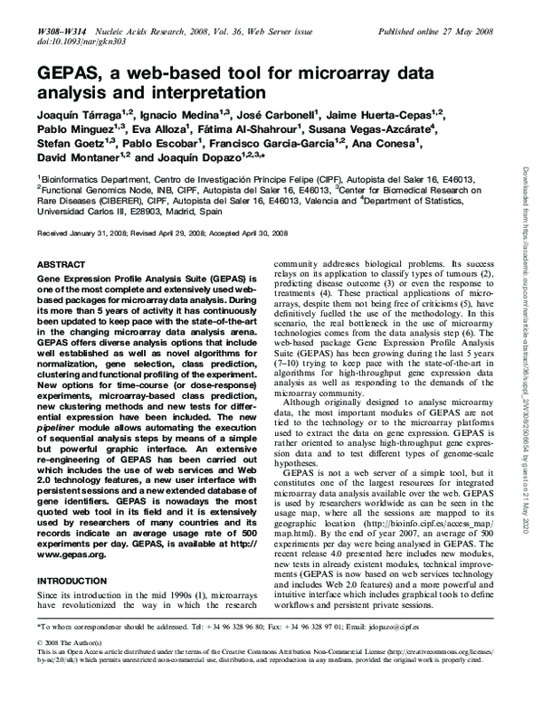 (PDF) GEPAS, a web-based tool for microarray data analysis and ...