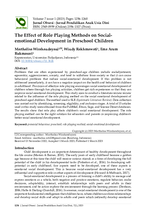(PDF) The Effect of Role Playing Methods on Social-emotional ...
