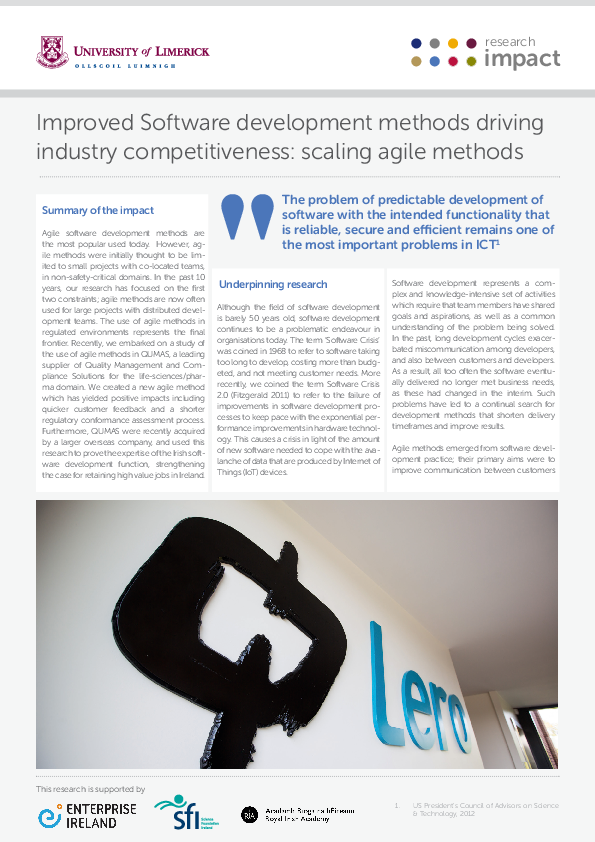 (PDF) Improved software development methods driving industry ...