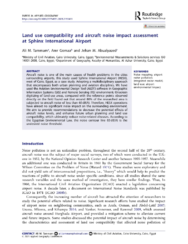 (PDF) Land use compatibility and aircraft noise impact assessment at ...