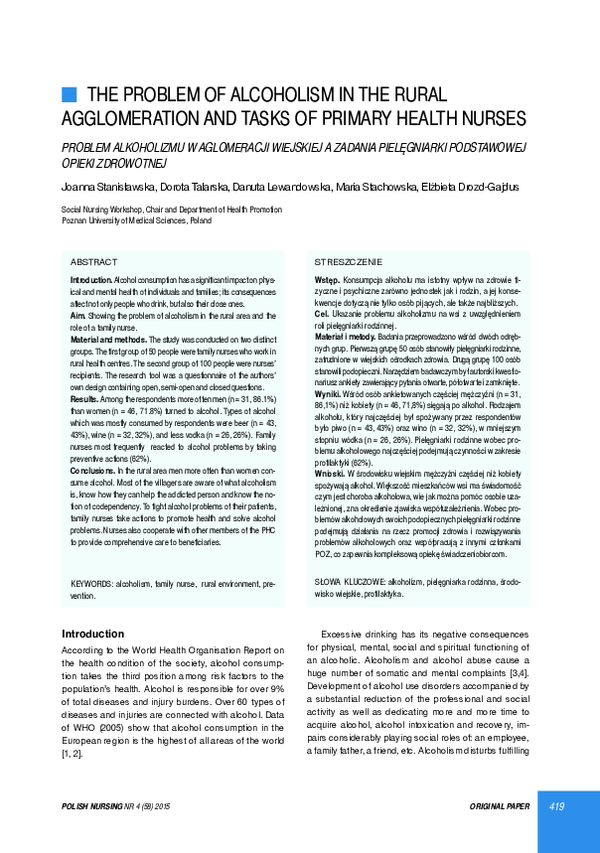 (PDF) The Problem of Alcoholism in the Rural Agglomeration and Tasks of ...