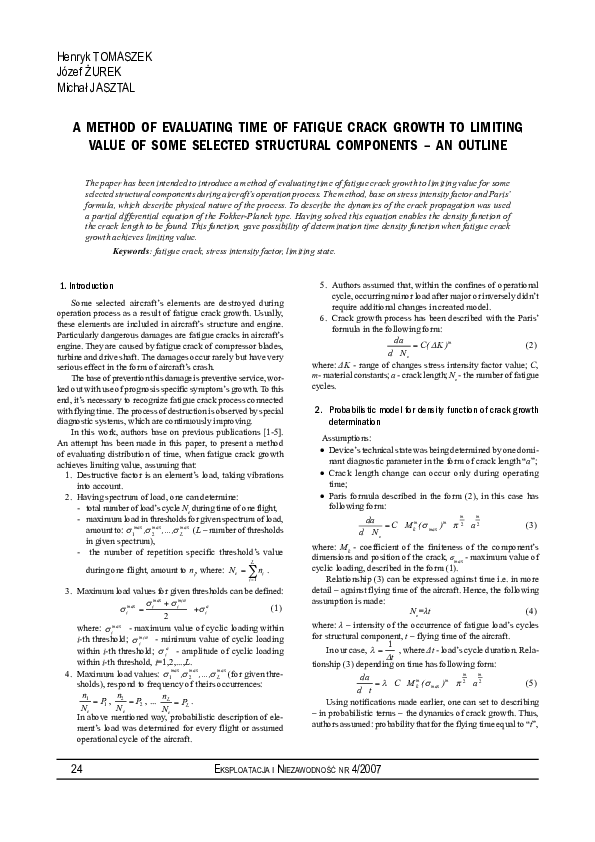 (PDF) A method of evaluating time of fatigue crack growth to limiting ...