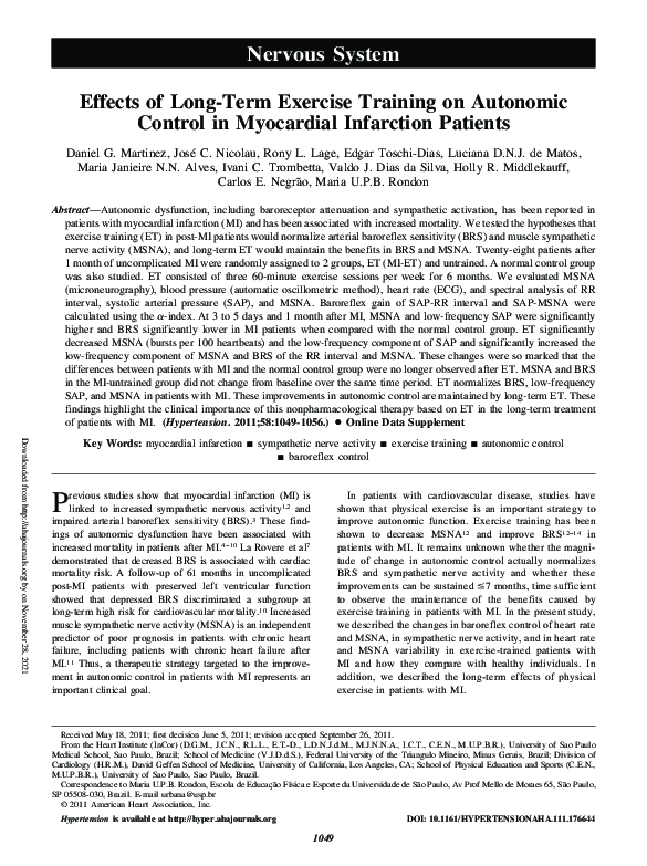 (PDF) Nervous System Effects of Long-Term Exercise Training on ...