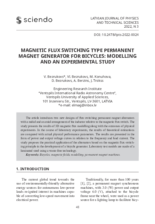 (PDF) Magnetic Flux Switching Type Permanent Magnet Generator for ...