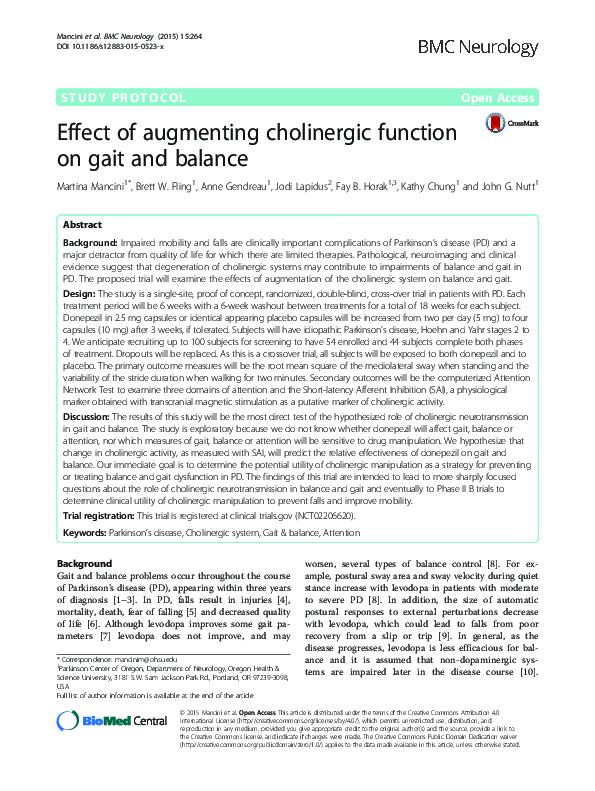 (PDF) Effect of augmenting cholinergic function on gait and balance