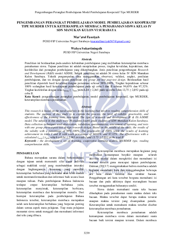 (PDF) Pengembangan Perangkat Pembelajaran Model Pembelajaran Kooperatif