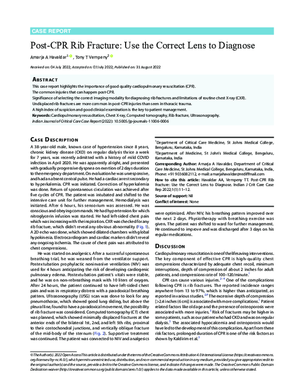 (PDF) Post-CPR Rib Fracture: Use the Correct Lens to Diagnose
