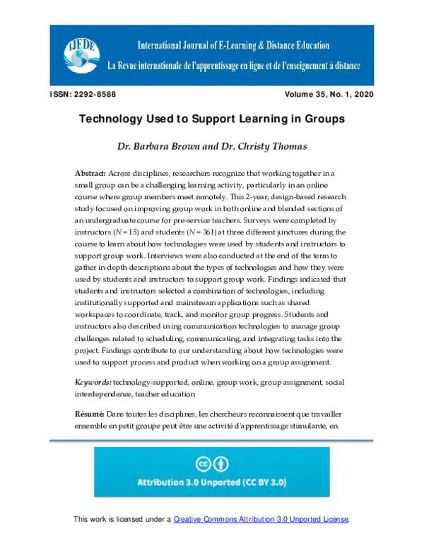 (PDF) Technology Used to Support Learning in Groups