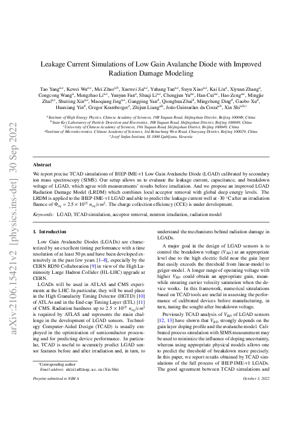 (PDF) Leakage current simulations of Low Gain Avalanche Diode with ...
