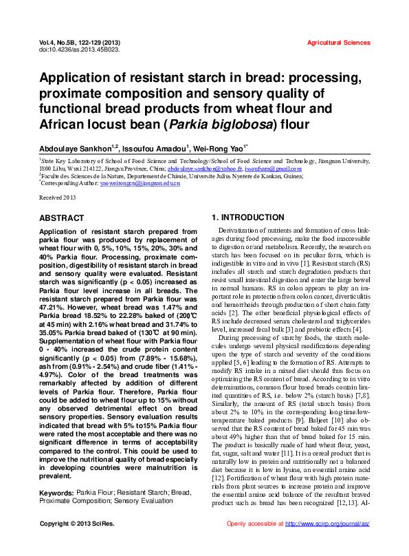 (PDF) Application of resistant starch in bread: processing, proximate ...