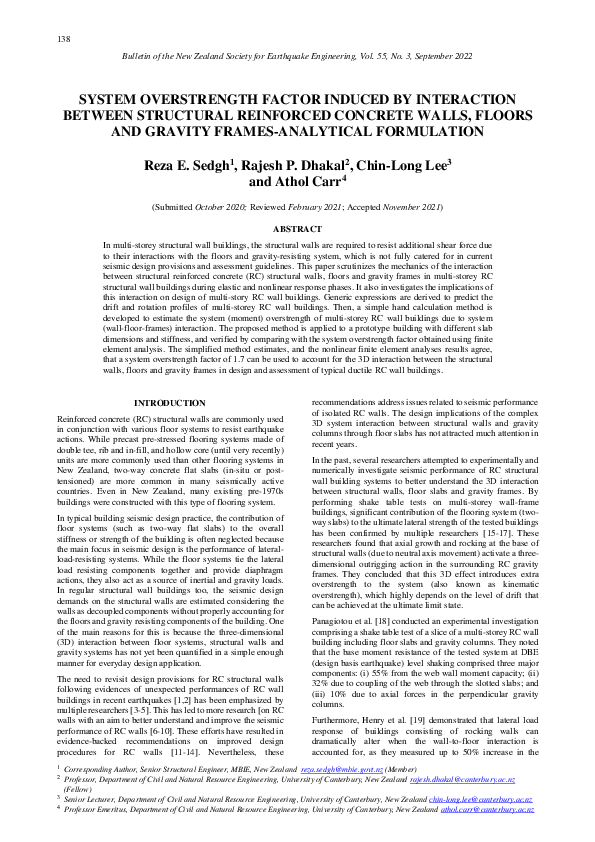 (PDF) System overstrength factor induced by interaction between ...