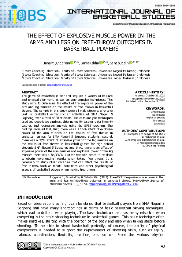 (PDF) The Effect of Explosive Muscle Power in the Arms and Legs on Free ...