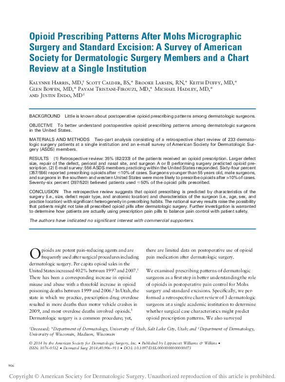 (PDF) Opioid Prescribing Patterns After Mohs Micrographic Surgery and ...