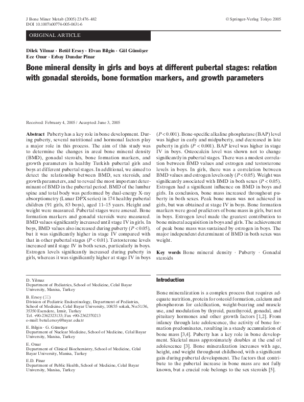 (PDF) Bone mineral density in girls and boys at different pubertal ...