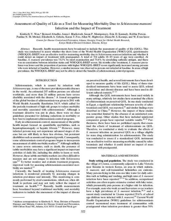 (PDF) Assessment of Quality of Life as a Tool for Measuring Morbidity ...