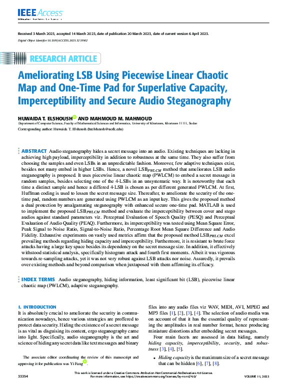 (PDF) Ameliorating LSB Using Piecewise Linear Chaotic Map and One-Time ...