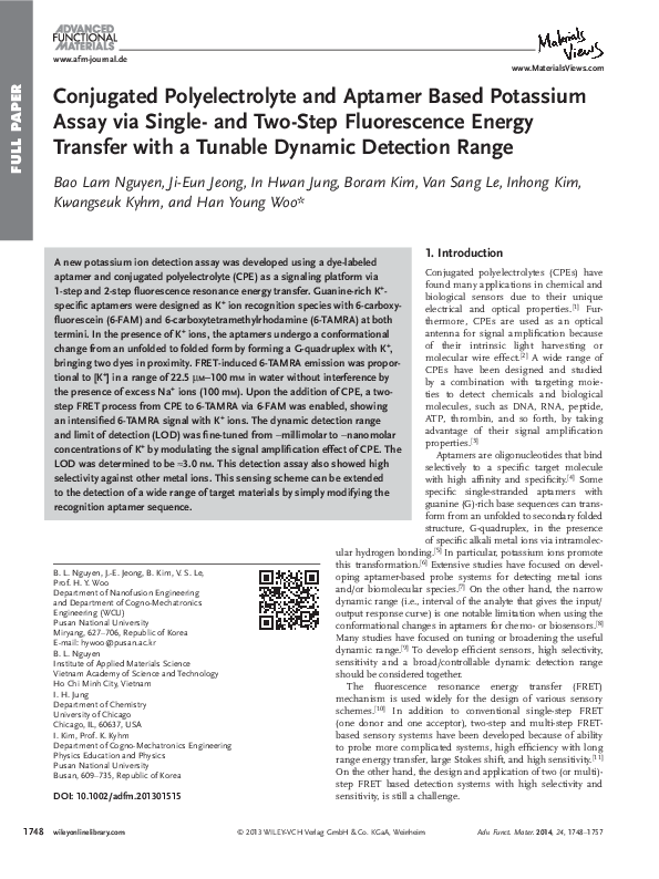(PDF) Conjugated Polyelectrolyte and Aptamer Based Potassium Assay via ...