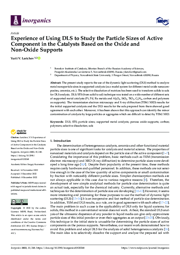 (PDF) Experience of Using DLS to Study the Particle Sizes of Active ...