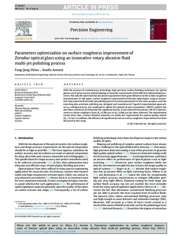 (PDF) Parameters optimization on surface roughness improvement of