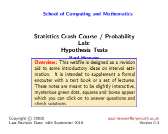 (PDF) Crash Course / Laboratory Week 2: Statistical Inference