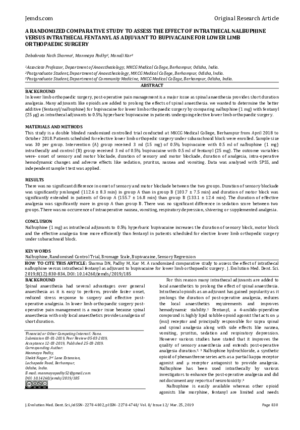 (PDF) A Randomized Comparative Study to Assess the Effect of ...