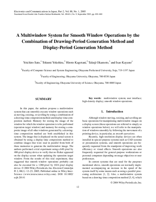 (PDF) A multiwindow system for smooth window operations by the ...