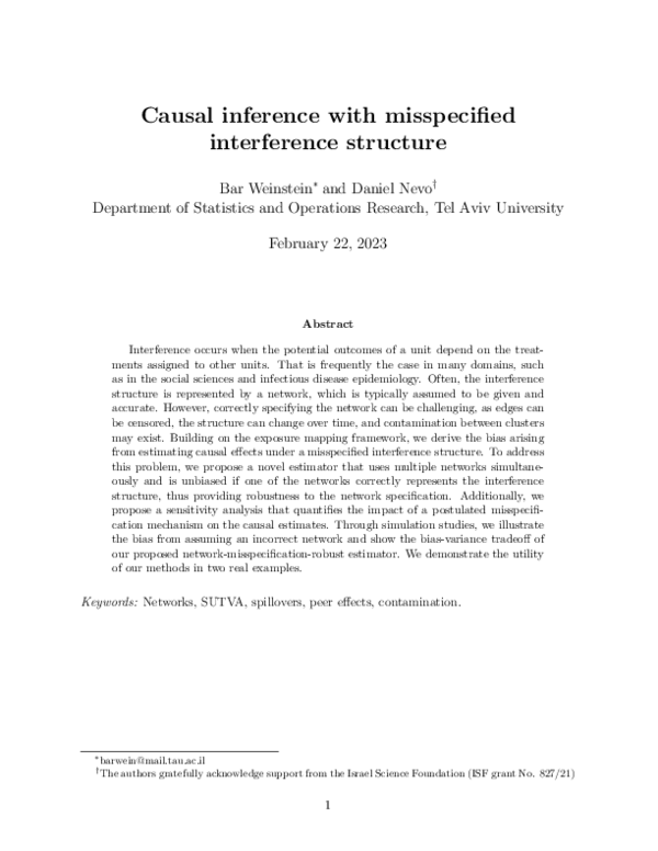 (PDF) Causal inference with misspecified interference structure