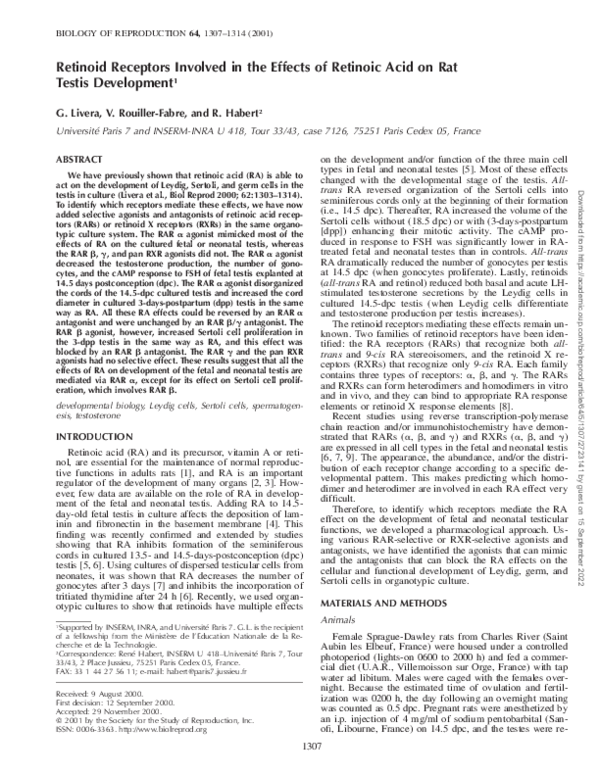 (PDF) Retinoid Receptors Involved in the Effects of Retinoic Acid on ...