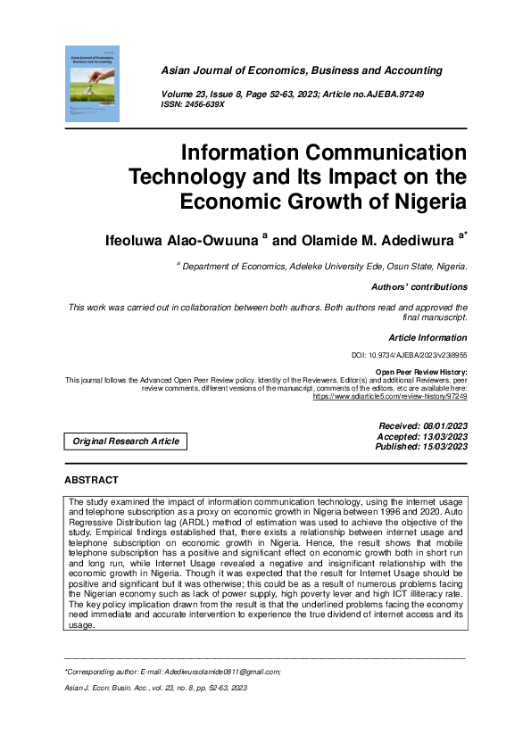 (PDF) Information Communication Technology and Its Impact on the ...