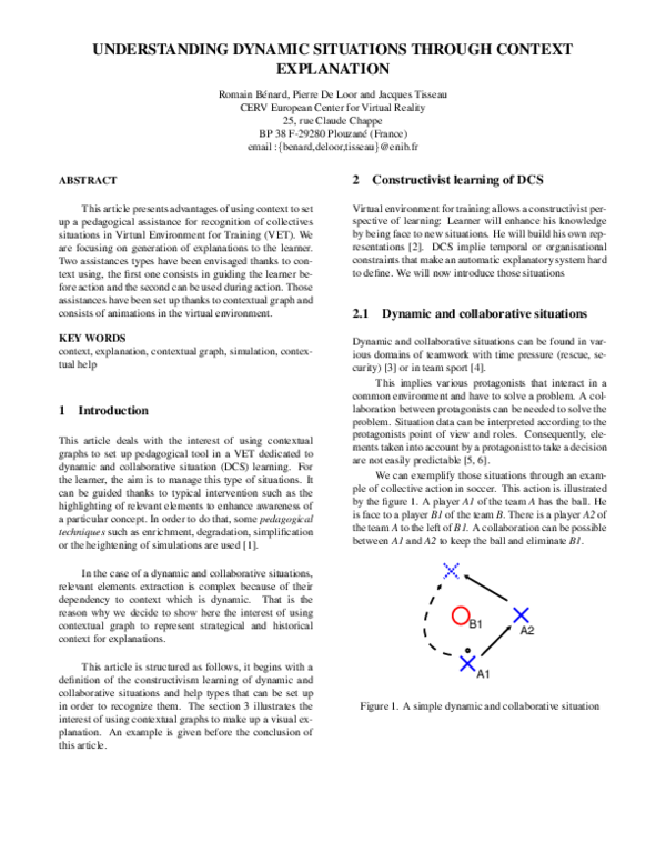 (PDF) Understanding Dynamic Situations through Context Explanation