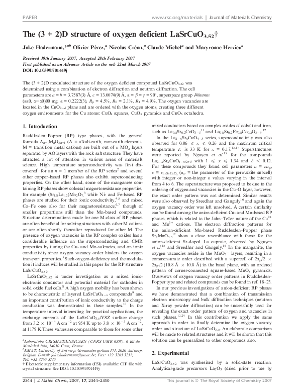 (PDF) The (3 + 2)D structure of oxygen deficient LaSrCuO3.52