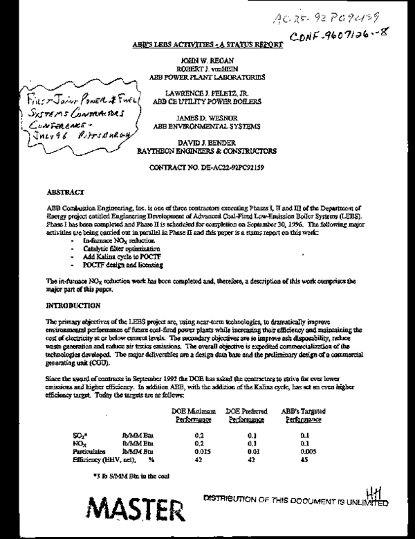 (PDF) ABB`s LEBS activities -- A status report
