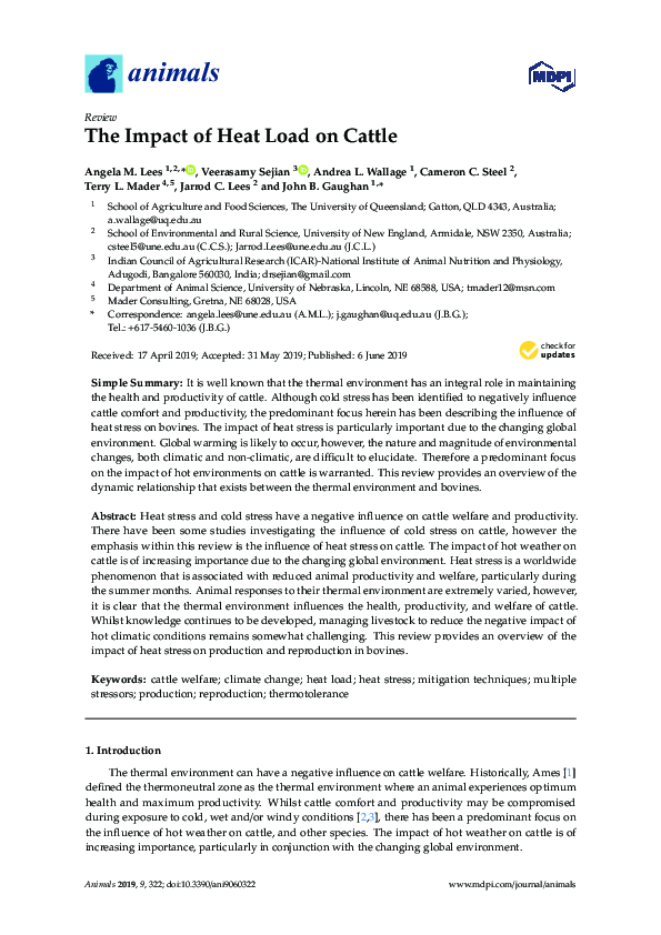 (PDF) The Impact of Heat Load on Cattle