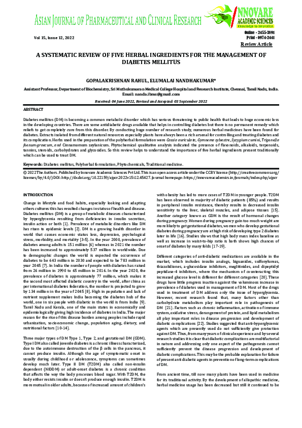 (PDF) A SYSTEMATIC REVIEW OF FIVE HERBAL INGREDIENTS FOR THE MANAGEMENT ...