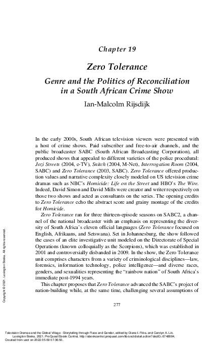 (PDF) Zero Tolerance: Genre and the politics of reconciliation in a ...