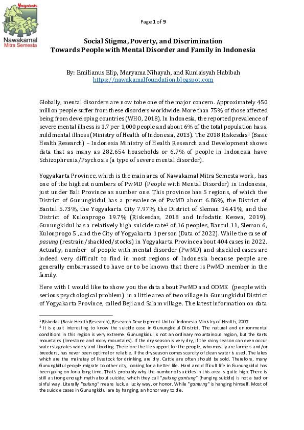 (PDF) Social Stigma, Poverty, and Discrimination Towards People with ...