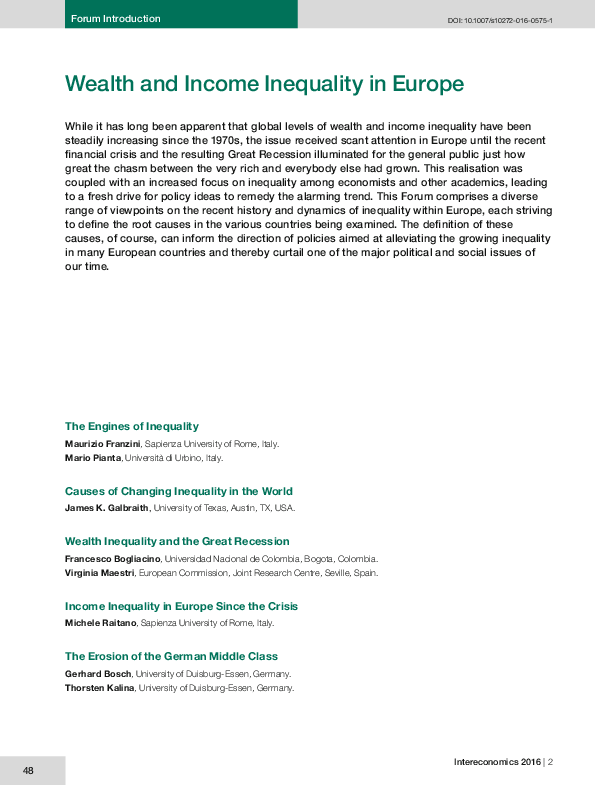 (PDF) Wealth and Income Inequality in Europe