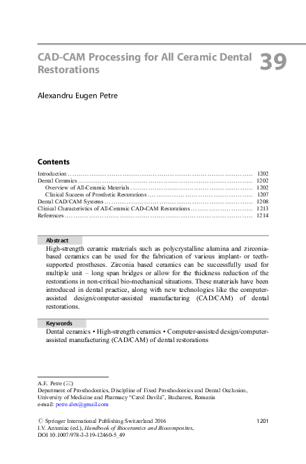 (PDF) CAD-CAM Processing for All Ceramic Dental Restorations