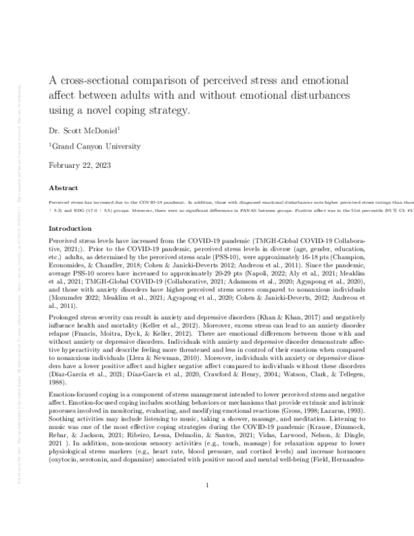 (PDF) A cross-sectional comparison of perceived stress and emotional ...