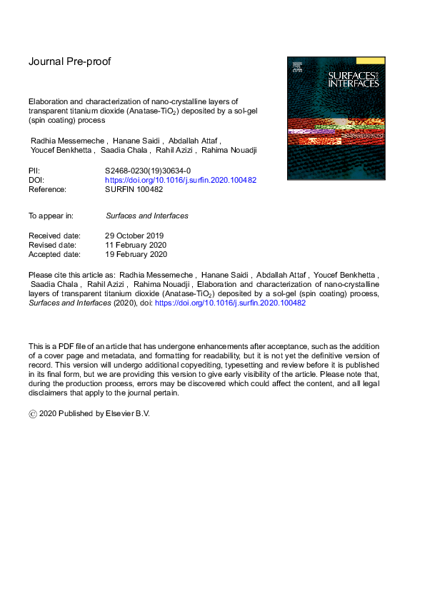 (PDF) Elaboration and characterization of nanocrystalline TiO2 thin ...