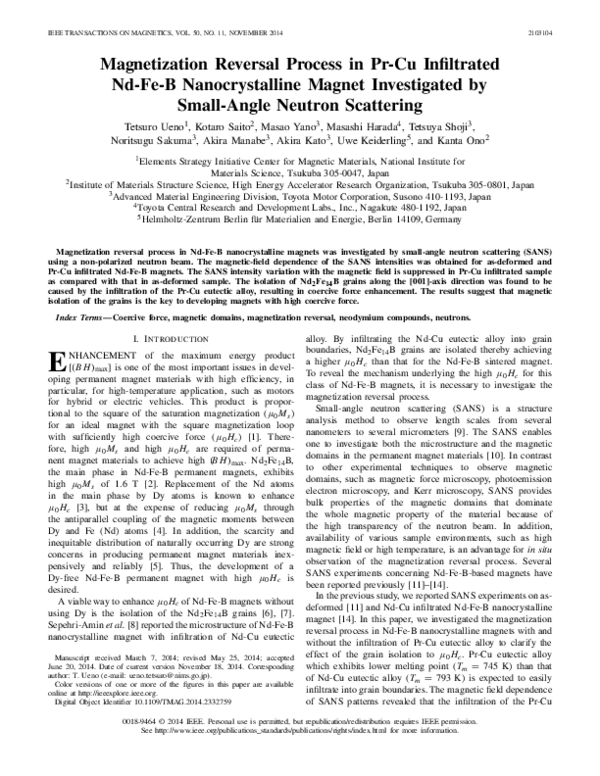(PDF) Magnetization Reversal Process in Pr-Cu Infiltrated Nd-Fe-B ...