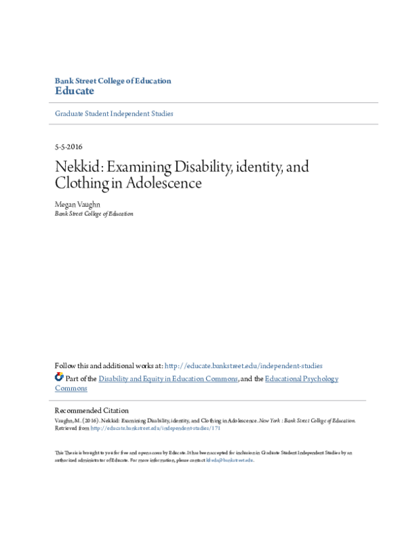 (PDF) Nekkid: Examining Disability, identity, and Clothing in Adolescence