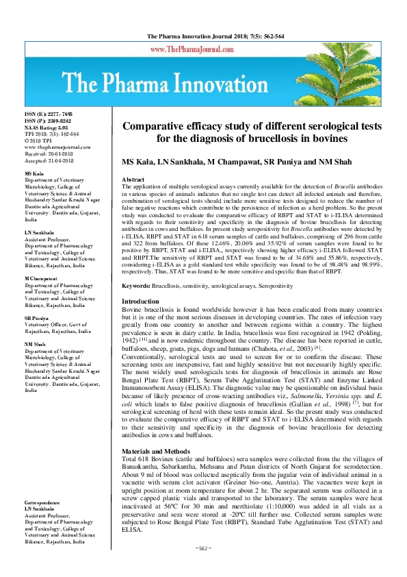 (PDF) Comparative efficacy study of different serological tests for the ...
