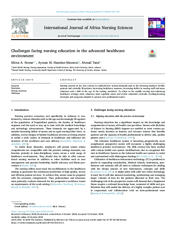 (PDF) Challenges facing nursing education in the advanced healthcare ...
