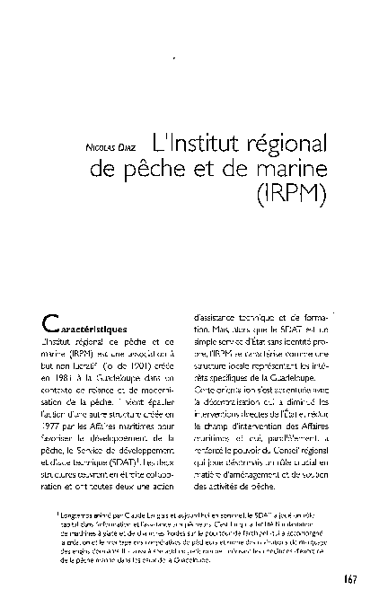 (PDF) L’Institut régional de pêche et de marine (IRPM)
